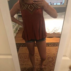 Free People Tie Back Orange Tank Top